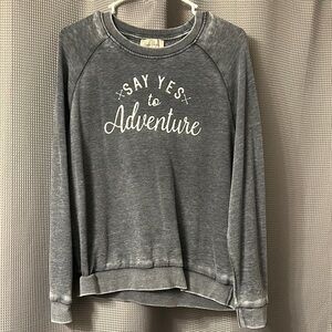 Gray Graphic Sweatshirt - Say Yes to Adventure